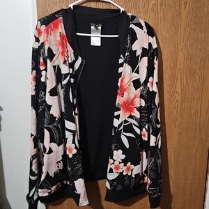 Floral Black and Pink Kimono Cardigan